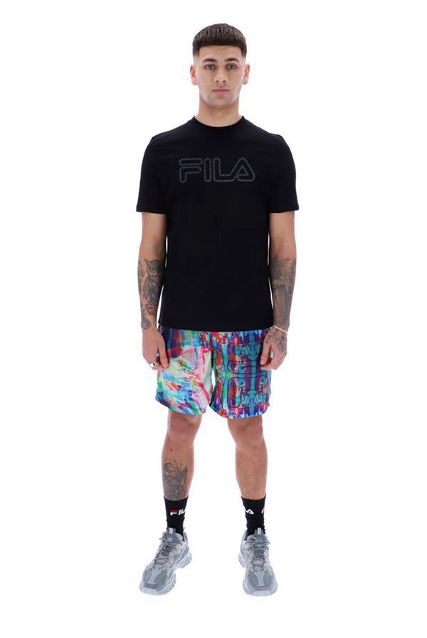 Camisetas Fila Homem Pretas - Fila Duty Glow Print Outlet Portugal,SCDN-07234